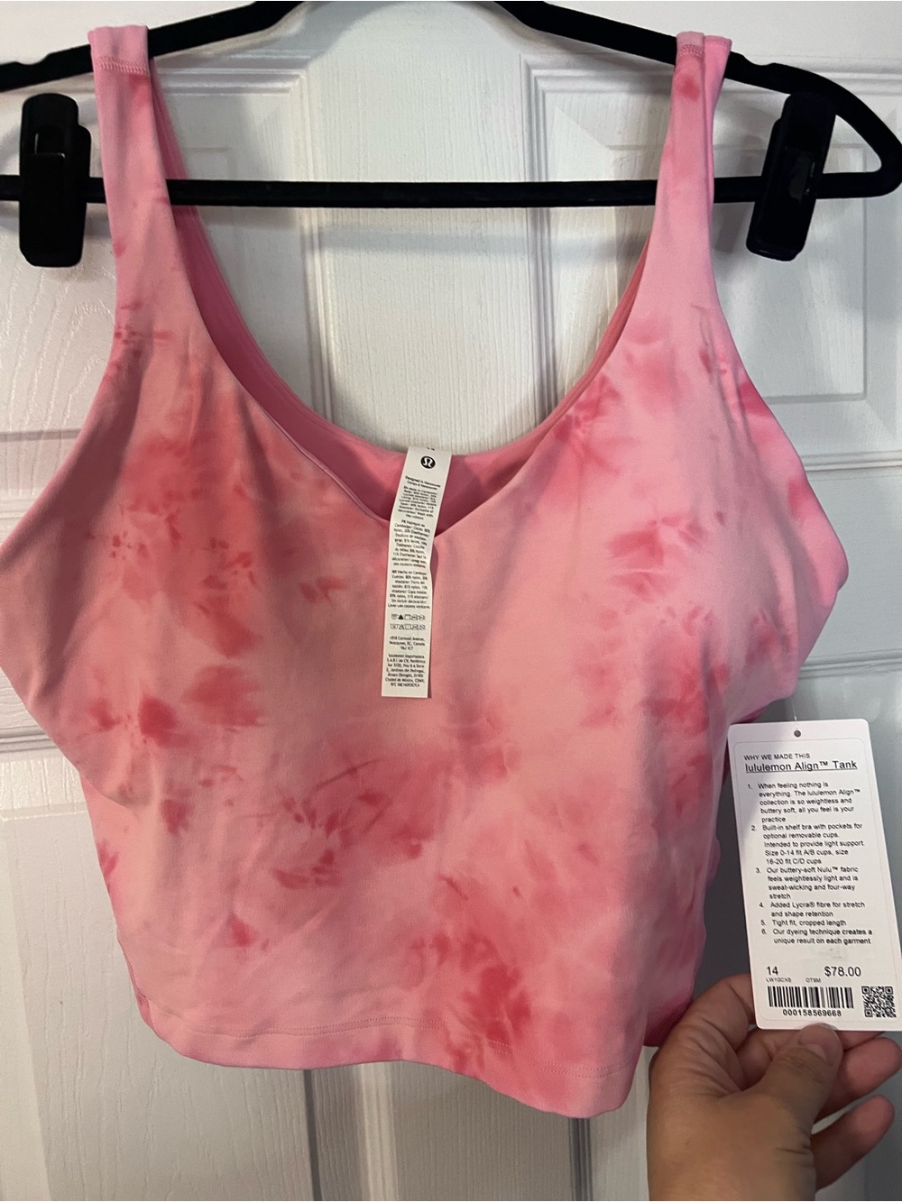 #547 NWT Lululemon Align Tank Top Strawberry Milkshake Tie Dye Size 14